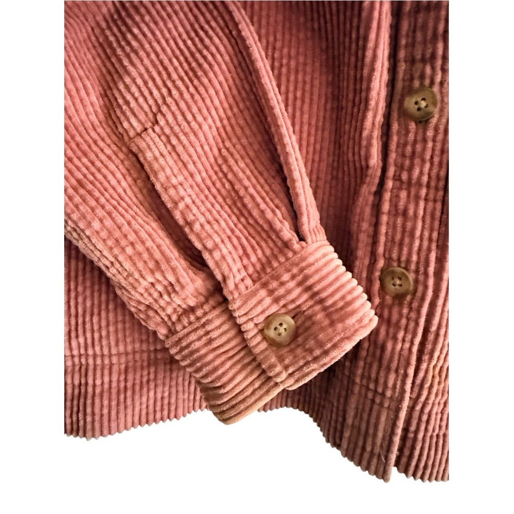 LL Bean Womens Corduroy Button Up Shirt Shacket L 512434 Dusty Rose Pockets - Picture 5 of 11